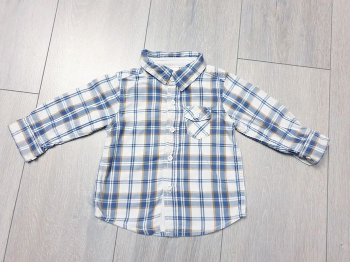 Chemise bleu et marron. Garçon 6 mois. Marque C&A