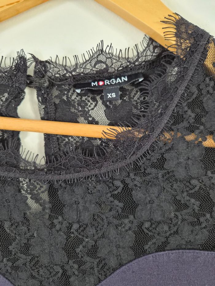 Robe bleu marine avec décolleté en dentelle noir Morgan - photo numéro 3