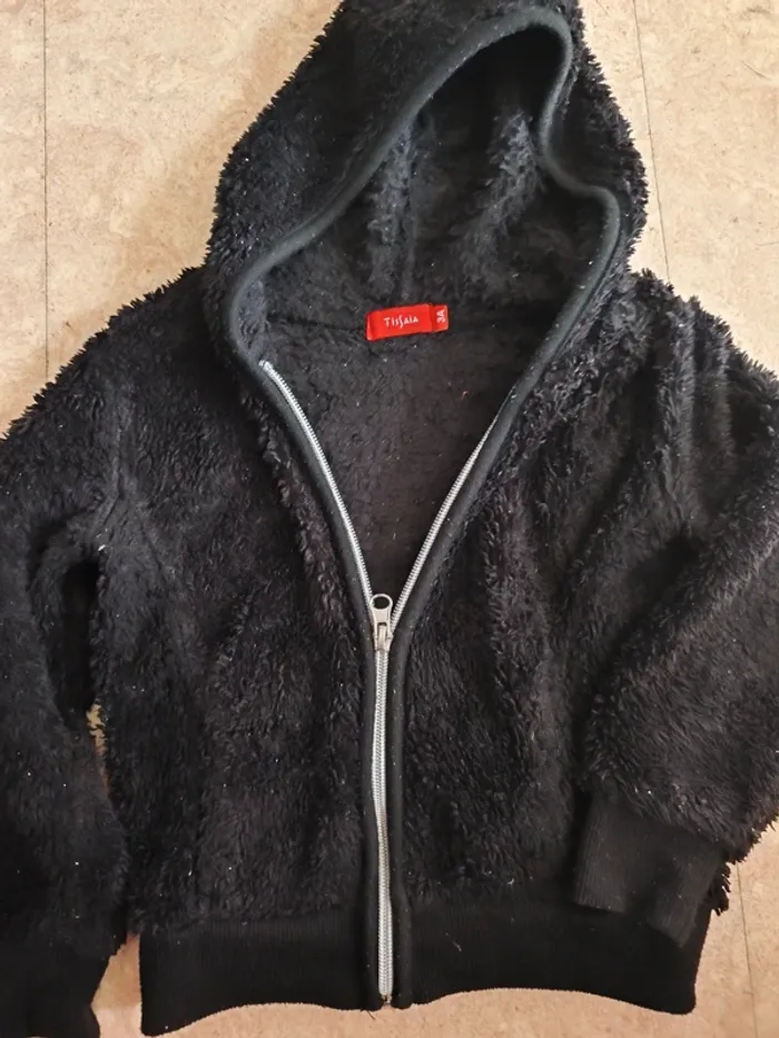 Veste polaire noire à capuche Tissaia - 3 ans - photo numéro 3