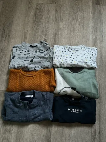 Lot 6 pulls garçon 12 mois