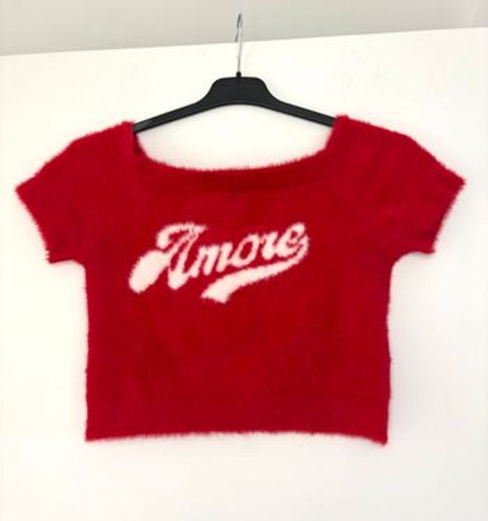 Top “Amore” Forever 21 – rouge fluffy, taille L (très extensible) - photo numéro 2