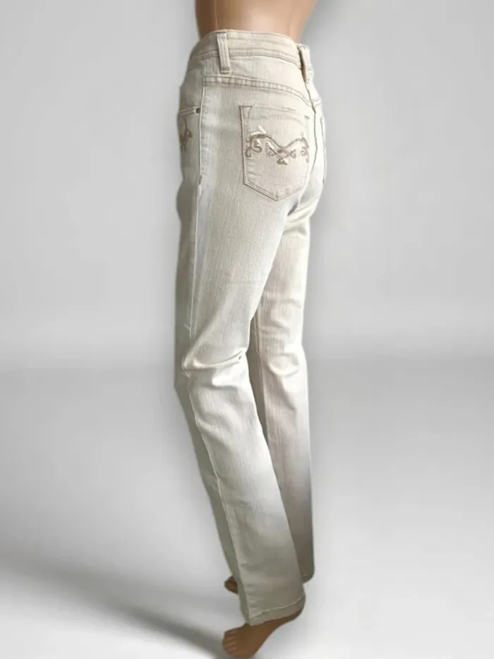 Jean beige créme Burton,coupe straight ,taille haute,stretch,ajusté - photo numéro 5
