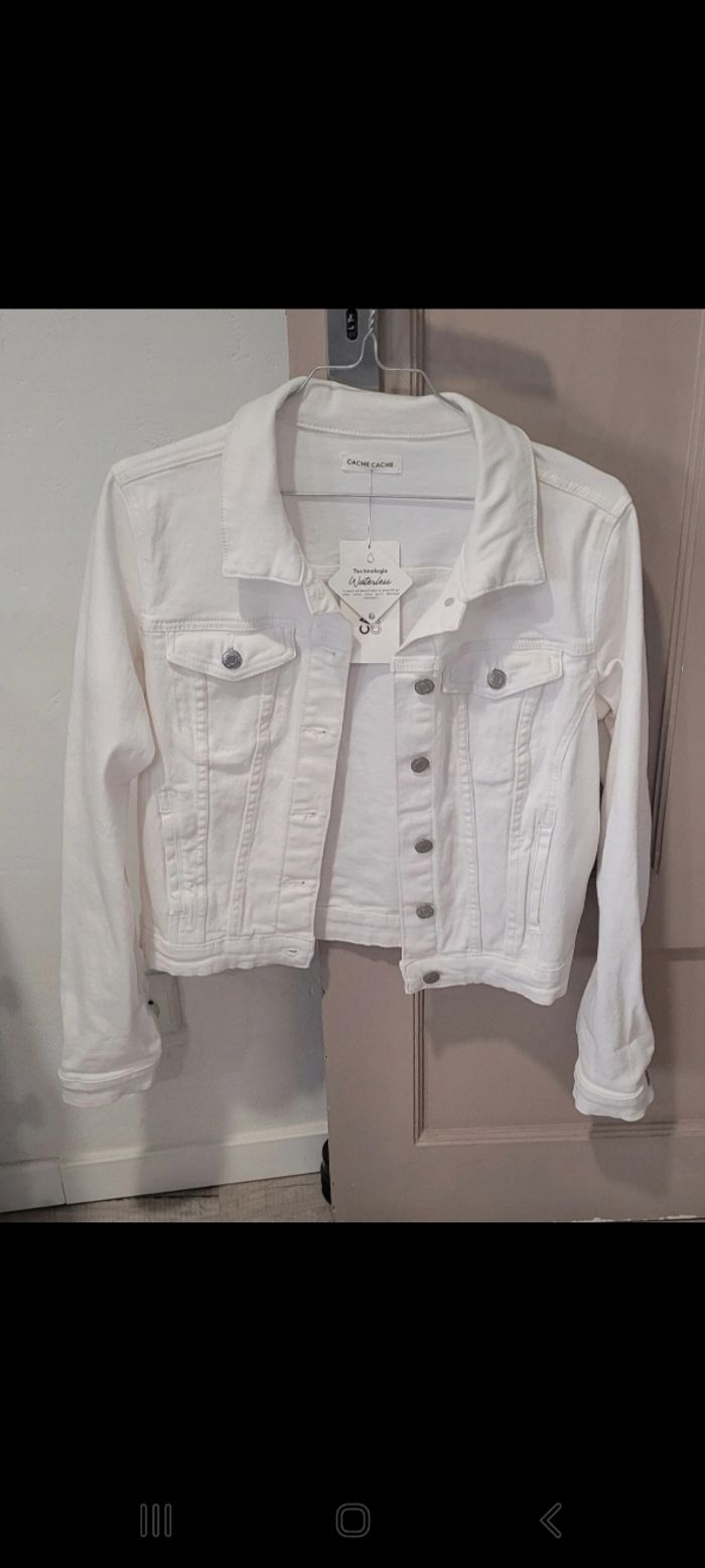 Veste en jeans blanche T S cache cache Neuve