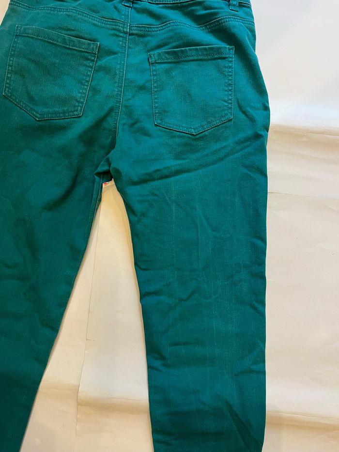 Jean réglable a la taille bleu turquoise bouton pression canifa 9/10 ans - photo numéro 7