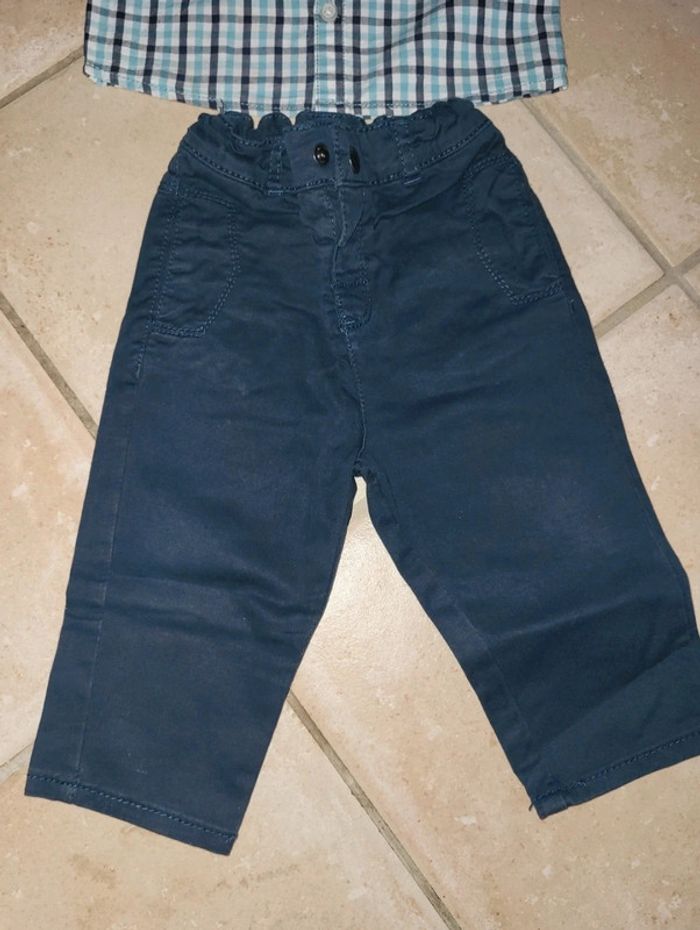 Ensemble chemise à carreaux et pantalon 12 mois - photo numéro 2