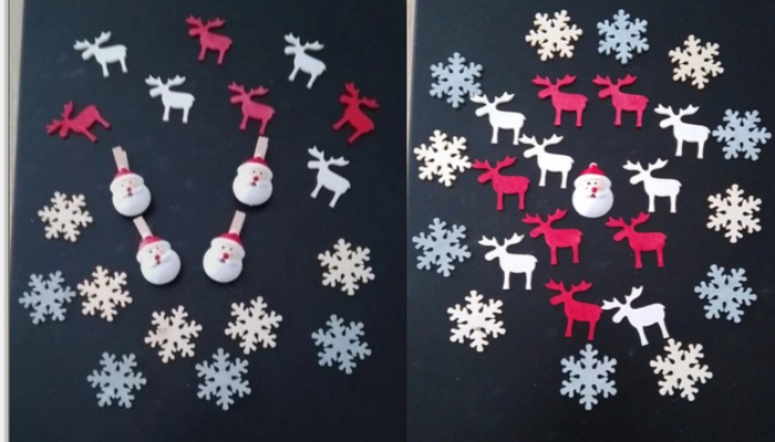 2 lots décorations rennes, flocons et marques places père Noël ( vente en 1 seul lot voir annonce)