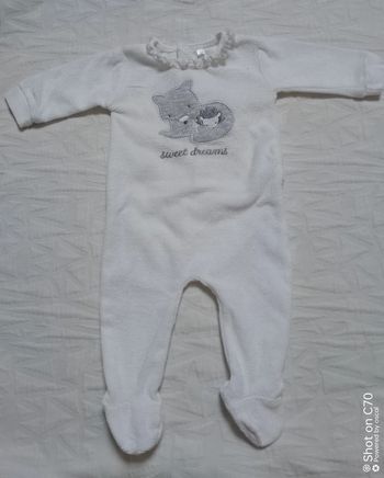 Zeeman pyjama velours renard col dentelle