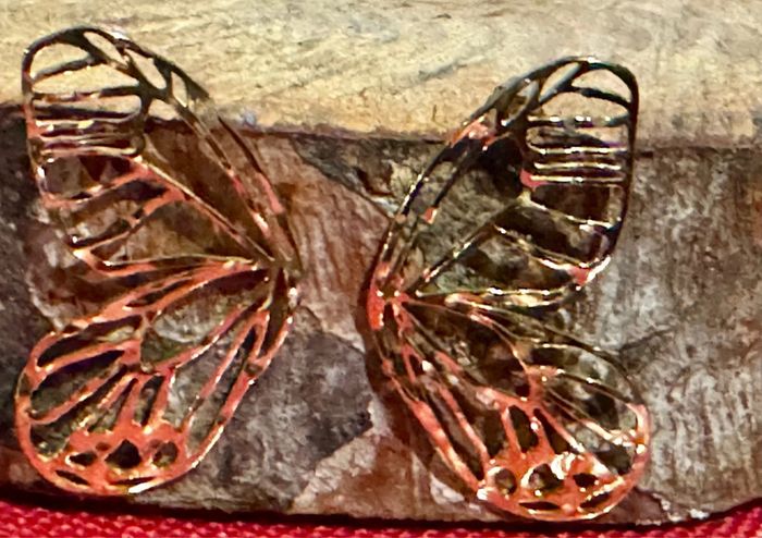 Boucles d’oreilles papillon filigrane environ 6 cm acier inoxydable or mile Mila - photo numéro 3