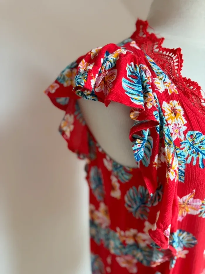 Superbe blouse fluide fleurie avec dentelle Kilky 🌸 M 38 - photo numéro 3