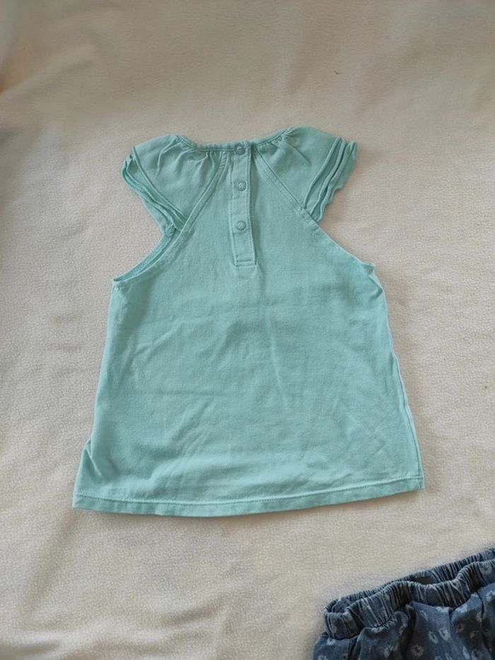Ensemble été débardeur bleu turquoise glace et culote fille 23 mois - photo numéro 3
