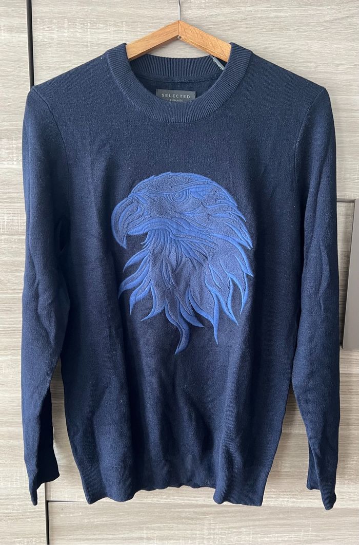 Pull bleu marine homme Selected Taille L/XL - photo numéro 2