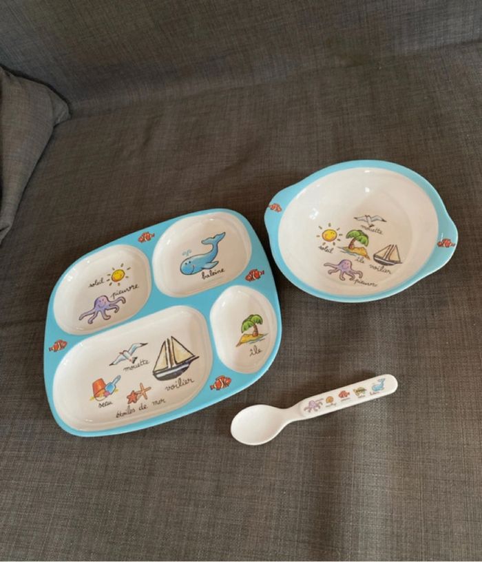 Lot assiette bol cuillère