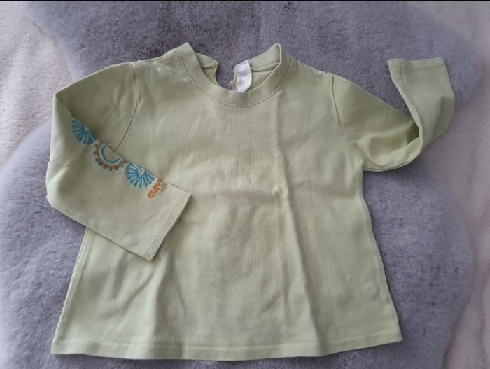 T.shirt manches longues vert clair Clayeux 2 ans