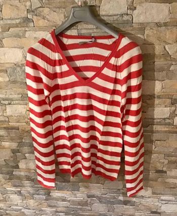 Pull léger de couleur rouge et blanc taille L marque Tex