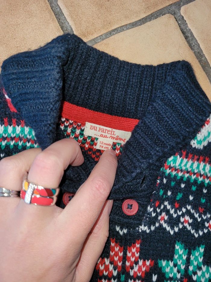Pull de Noël dinosaures DPAM 12 mois - photo numéro 3