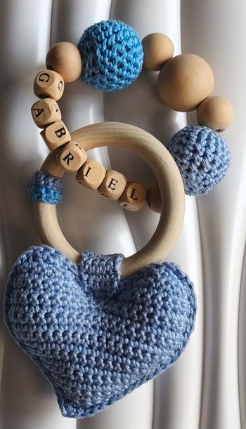 [CRÉATION NEUVE] Hochet de dentition Crochet & Bois - Prénom Personnalisé