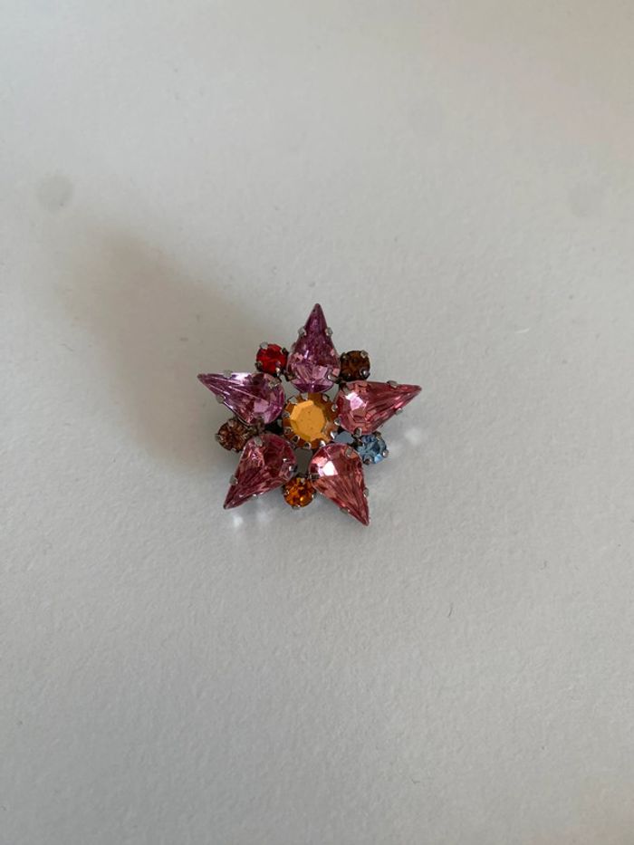 Parure bracelet et broche avec strass brillants multicolores - photo numéro 16