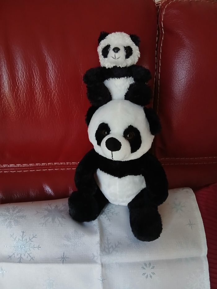 Duo Doudous-Peluches Panda *20 & 10 cm - photo numéro 3