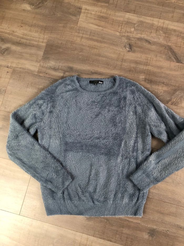 Pull col rond Etam bleu gris taille S duveteux - photo numéro 3