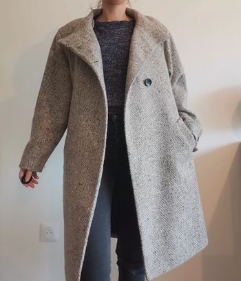 Manteau caban laine alpaga mohair zara taille s beige moucheté