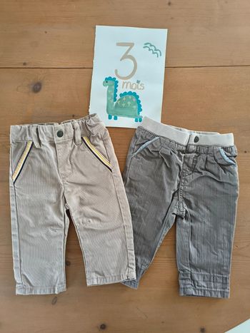 Lot 2 pantalons Obaïbi garçon 3 mois