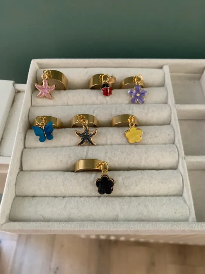 lot 7 bagues acier inoxydable ajustable