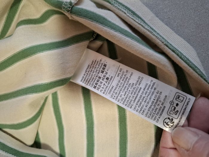 Joli tee-shirt homme Levi's XL rayé crème/vert très bon état - photo numéro 7