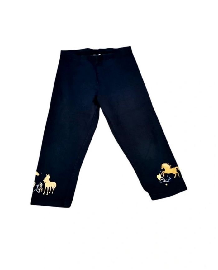 Legging court capri chevaux or pailletés bleu marine C&A taille 10 ans