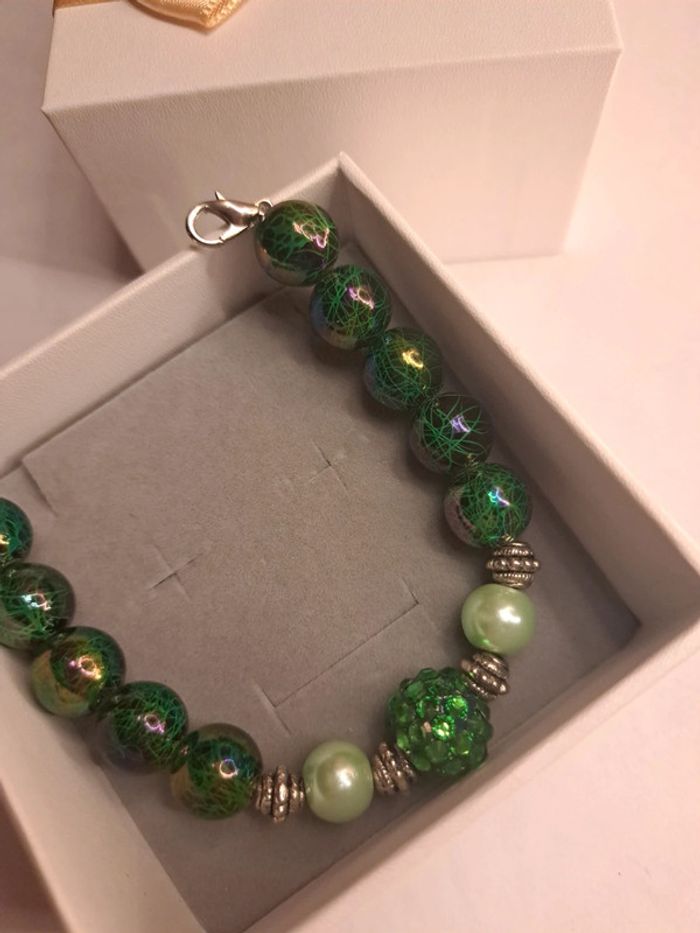 Bracelet vert et argenté Chic - photo numéro 7