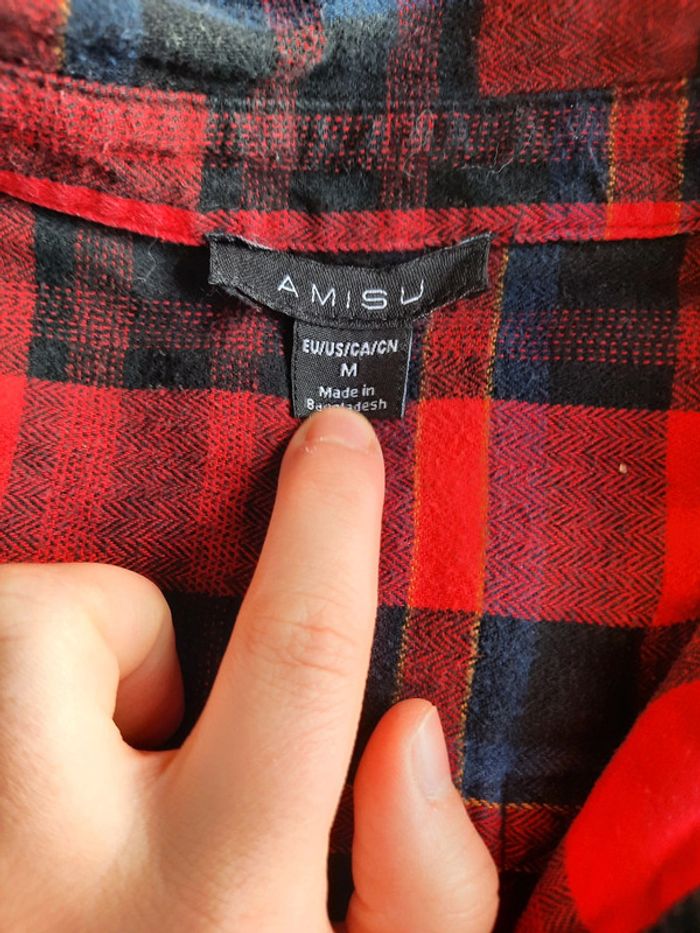 Chemise à carreaux rouge/bleu marine Amisu taille M - photo numéro 2