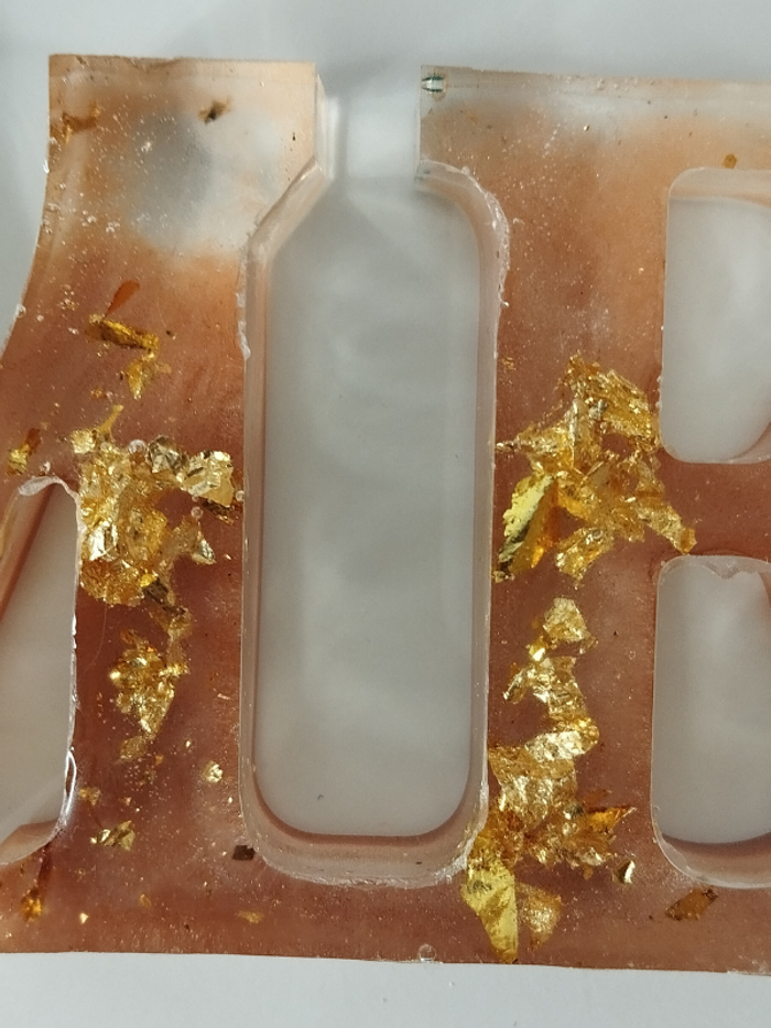 Objet de décoration en résine fleur naturelle feuilles d'or à poser ou murale abr022 - photo numéro 5