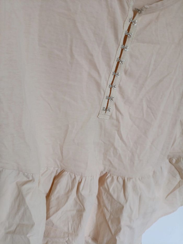 Blouse ample beige à basque Zara, taille S - photo numéro 3