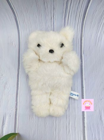 Peluche doudou ours chat blanc Mölnlycke Caducée 20 cm yeux durs Vintage ?