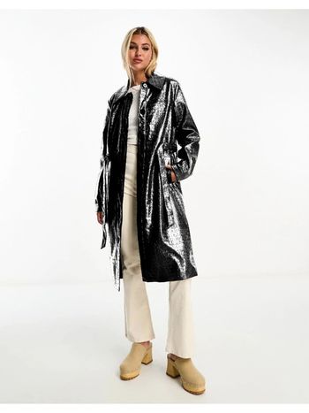 Manteau Pimkie simili cuir noir effet croco