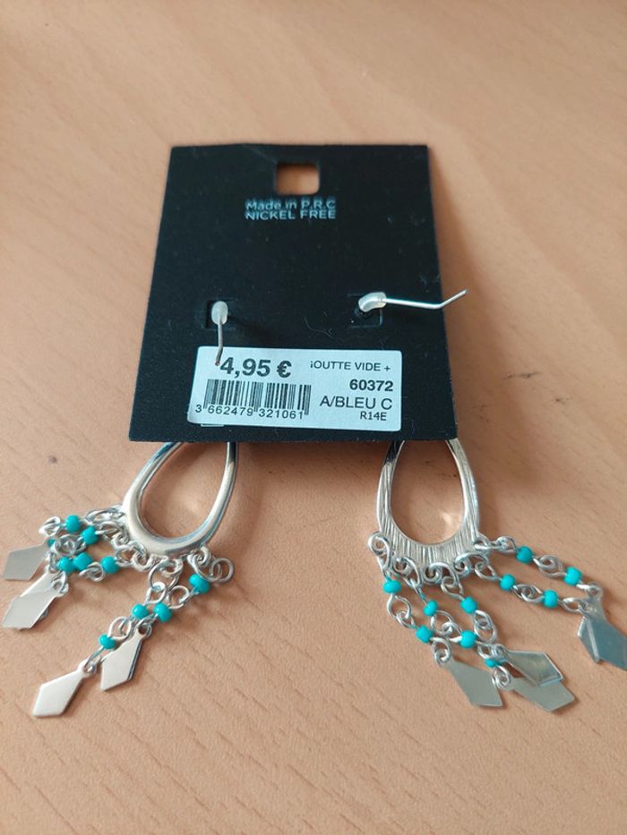 Boucles d'oreilles etam argent turquoises neuves - photo numéro 2