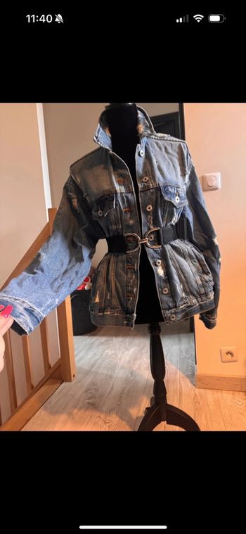 Veste en jeans à trous oversize