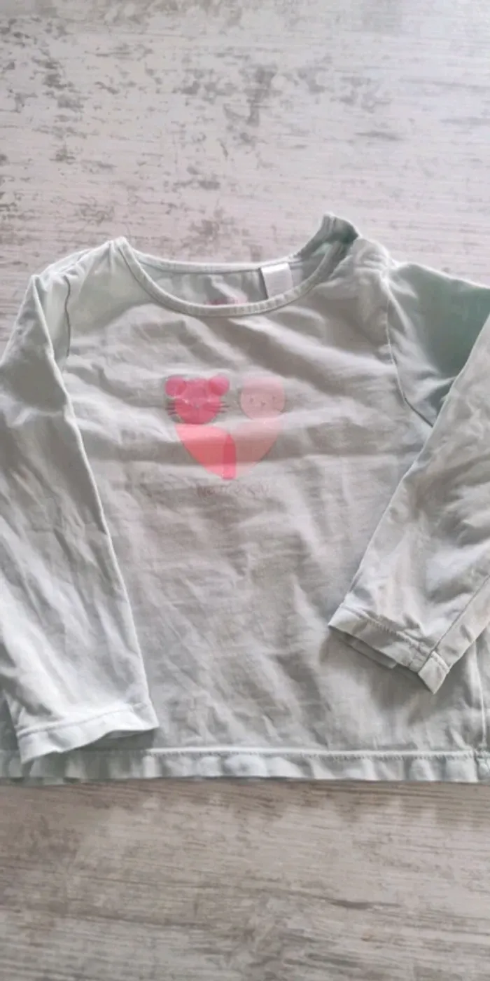 T-shirt manches longues - vert pâle - obaibi - 18 mois
