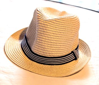 Chapeau Tams Crème Large Bandeau Fines Rayures Blanches Noires Accessoire Petits Enfants