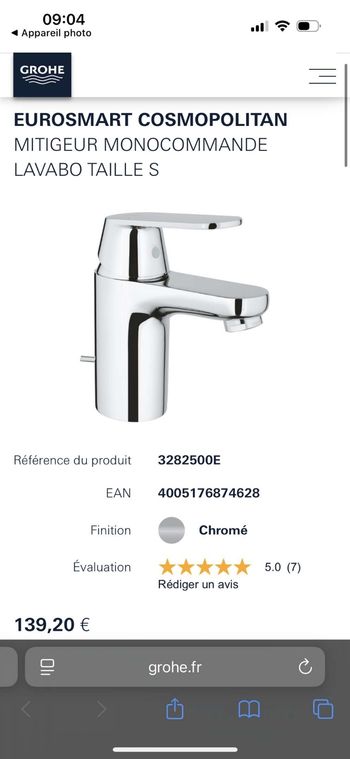 Mitigeur mono commande lavabo taille S