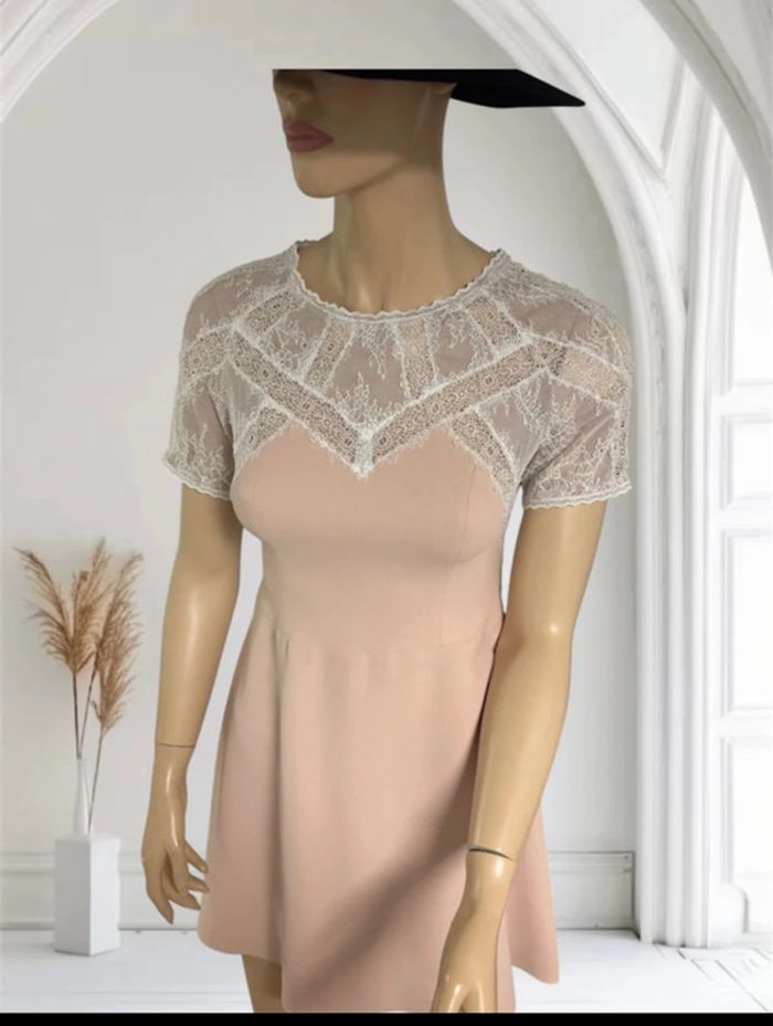 Robe The Kooples neuve XS rose pâle dentelle blanche - photo numéro 4