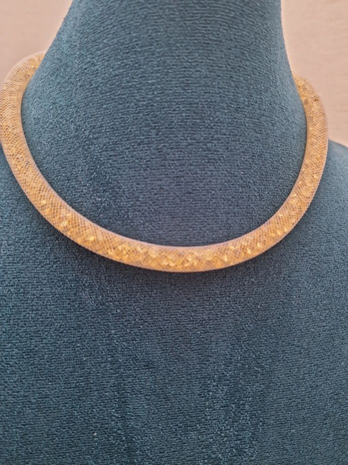 Parure Créoles Cristal Noir Collier Ras De Cou Cristal Champagne - photo numéro 7