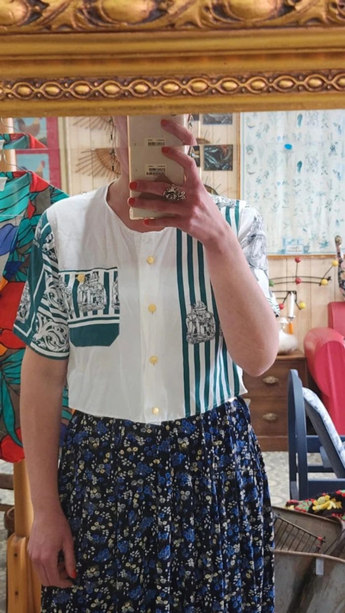 Adorable petite blouse vintage fluide cropée - photo numéro 6