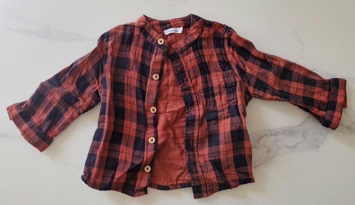 Chemise à carreaux rouge et noire Bout'Chou 6 mois