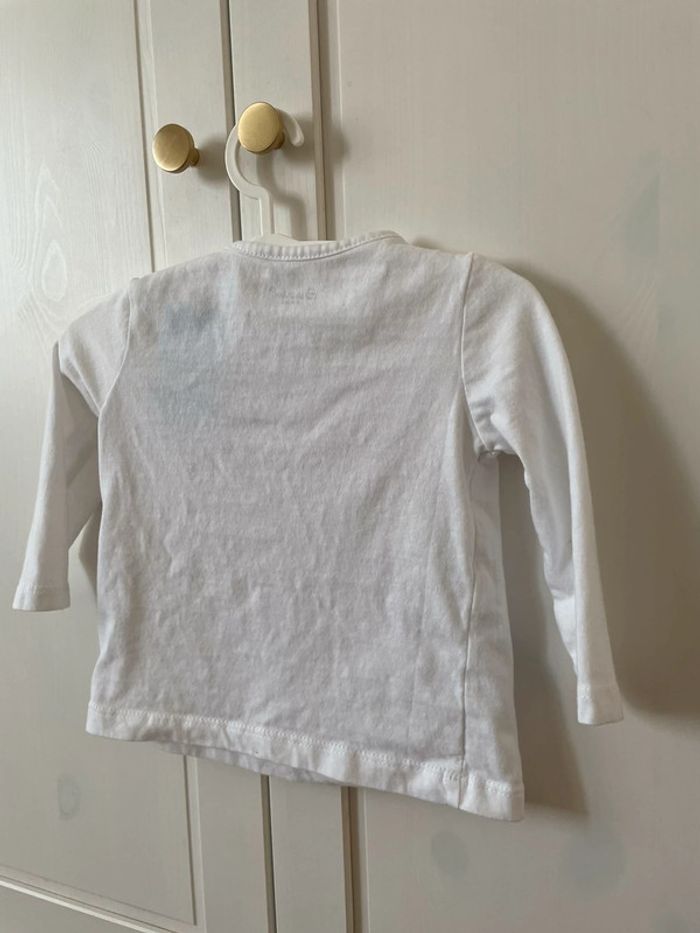 T shirt neuf 6 mois blanc manche longue - photo numéro 3