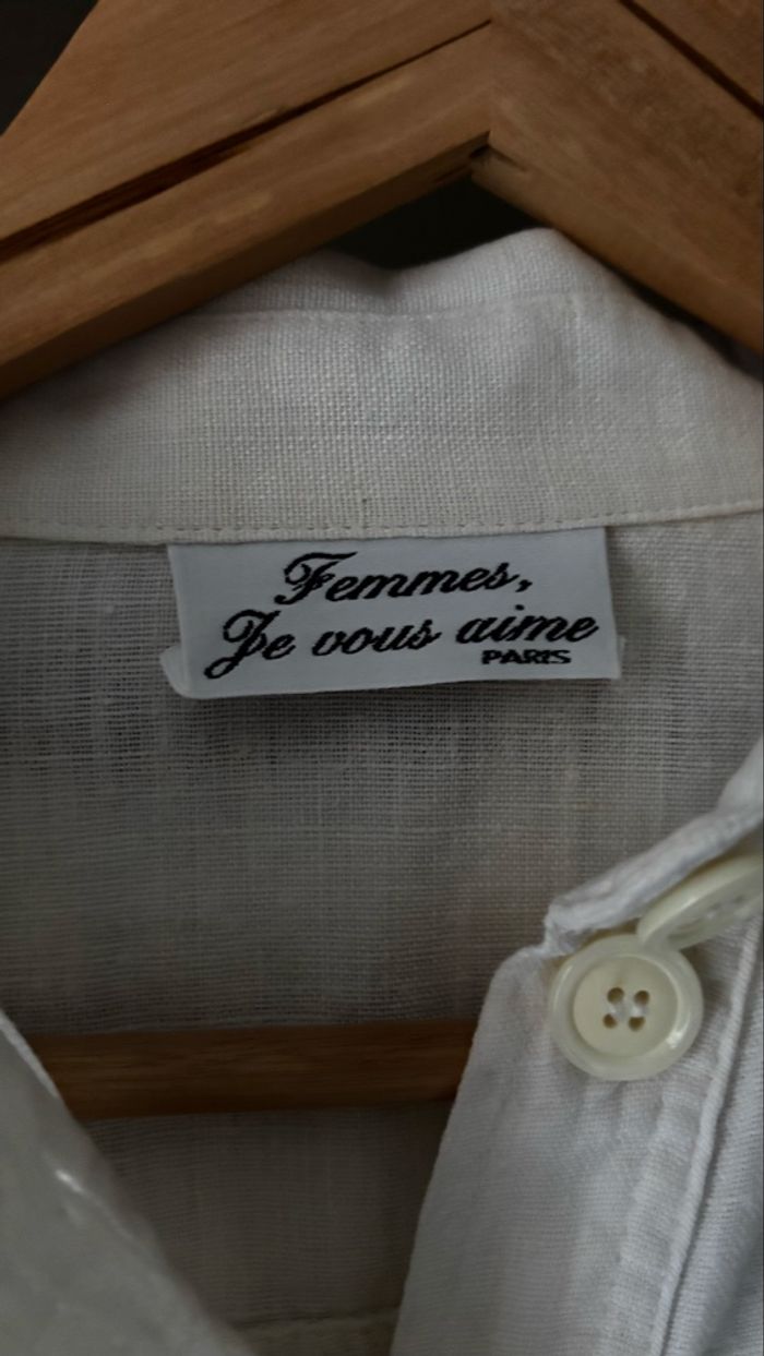 Chemise en lin Femme je vous aime Taille 38 - photo numéro 2