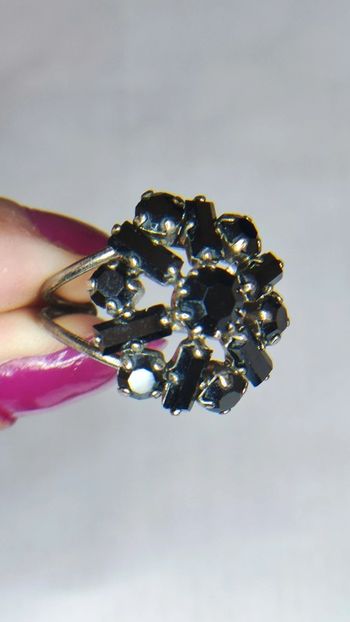 Bague noire ajustable vintage