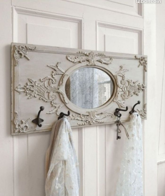Porte-Manteau Béatrice Motif Romantique Style Shabby Chic Finition Vieillie