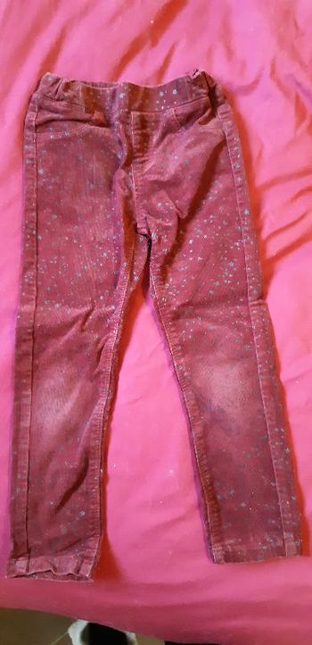 Jean rouge brique velours fille