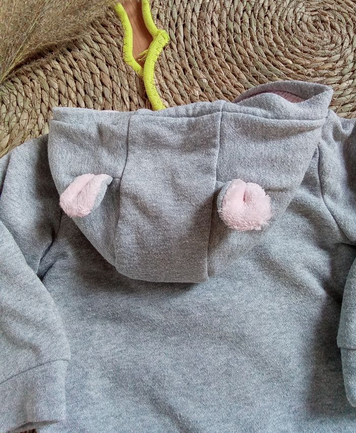 Veste polaire grise à paillettes grises avec capuche Baby Club taille 12 mois - photo numéro 7