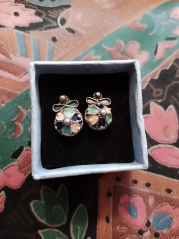 boucles d'oreilles en émail multicolore Berbères sur argent massif neuves.
